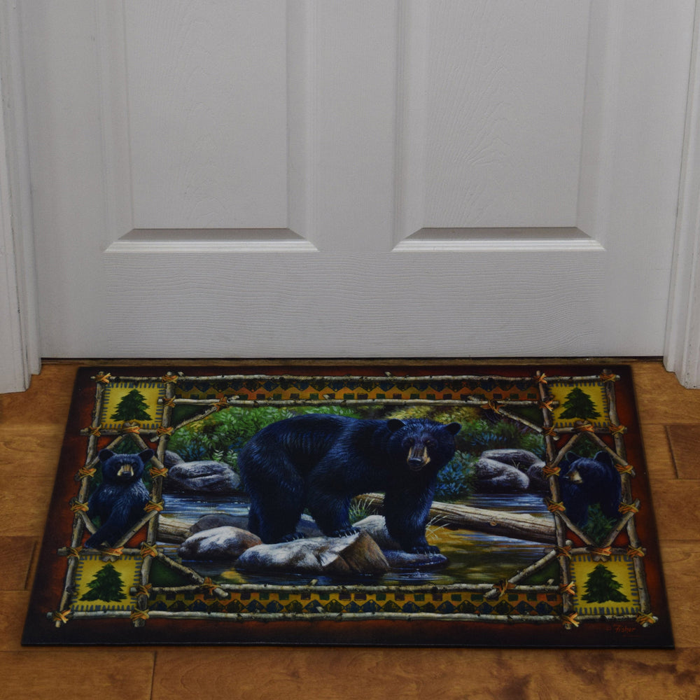 Door Mat Rubber 26In X 17In Bear Scene