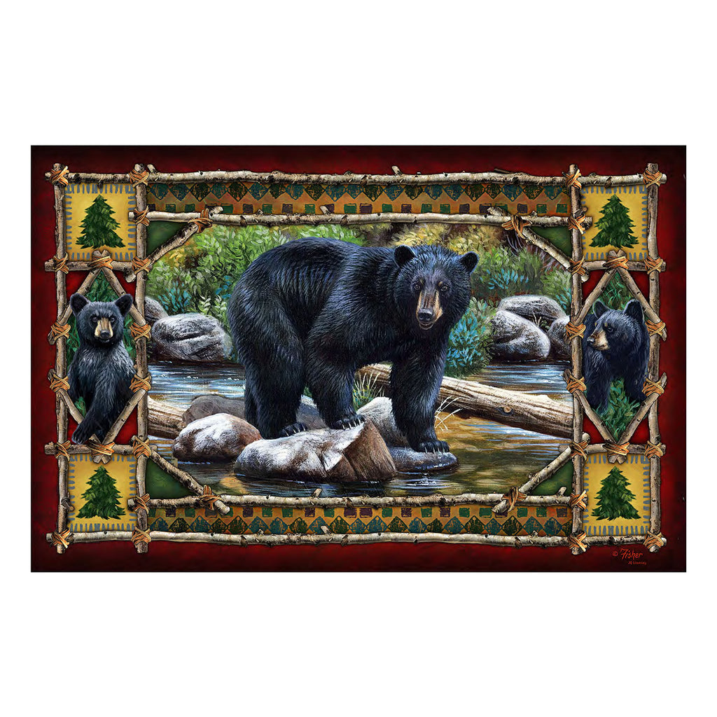 Door Mat Rubber 26-inches by 17-inches - Bear Scene