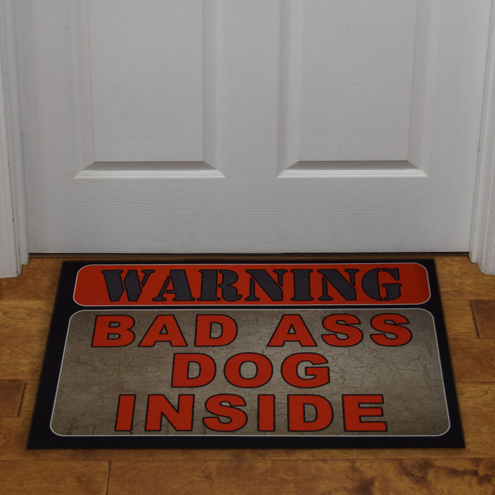 Door Mat Rubber 26In X 17In Bad Ass Dog