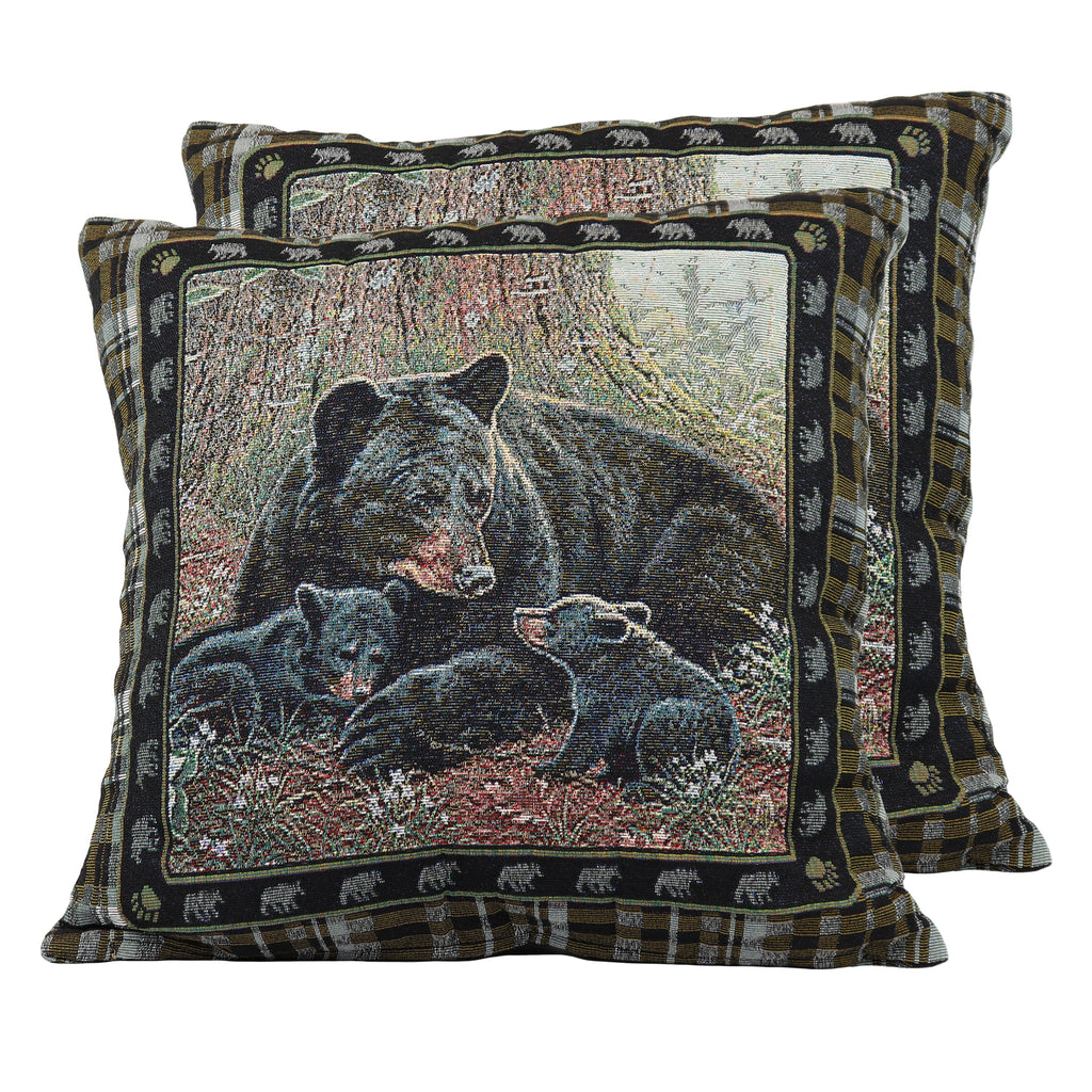 Tapestry Pillow 18in - Bear 2pk