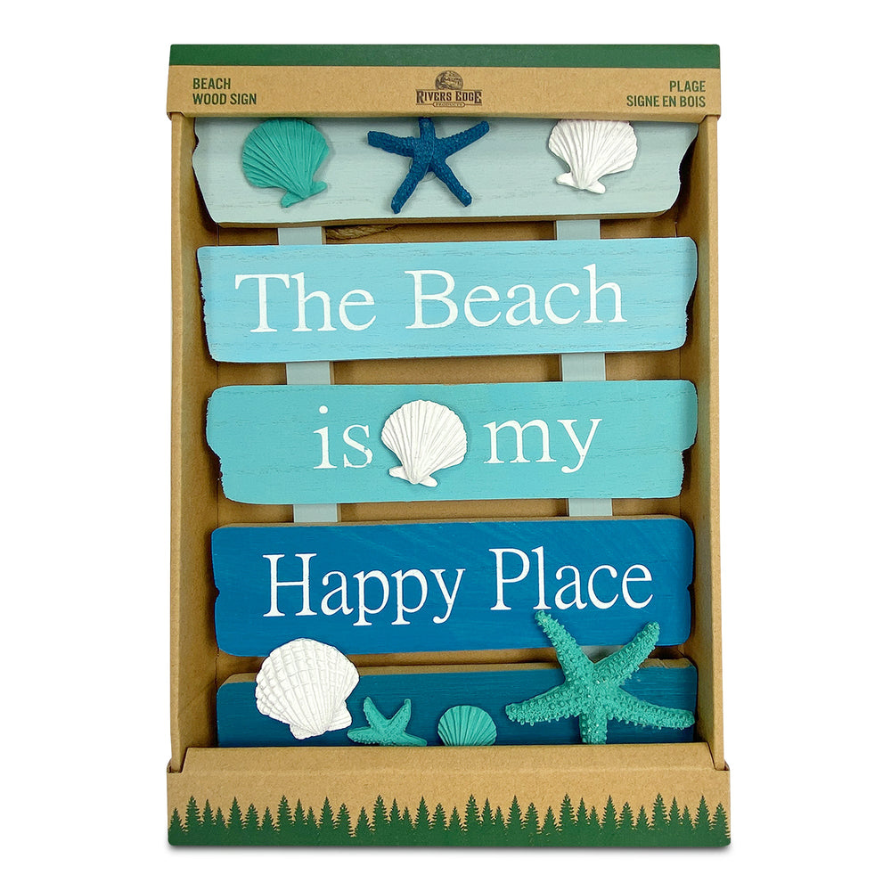 Wood Sign 12In X 8In Beach Happy Place