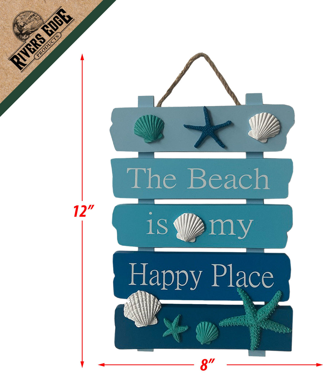 Wood Sign 12In X 8In Beach Happy Place