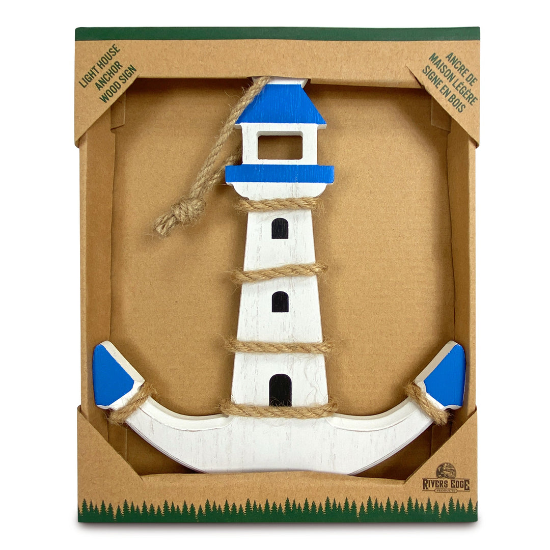 Wood Sign 10In X 8In Lighthouse Anchor