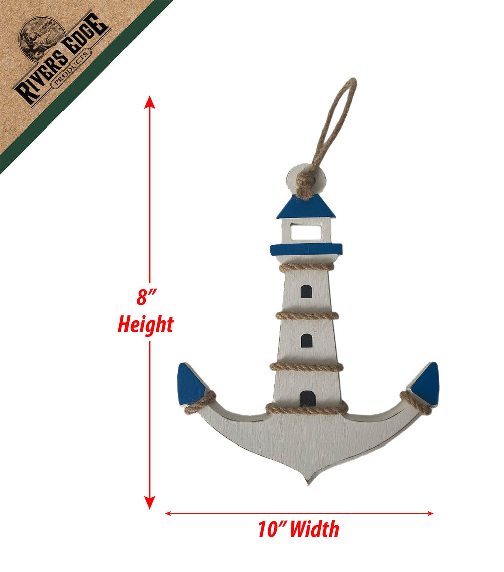 Wood Sign 10In X 8In Lighthouse Anchor