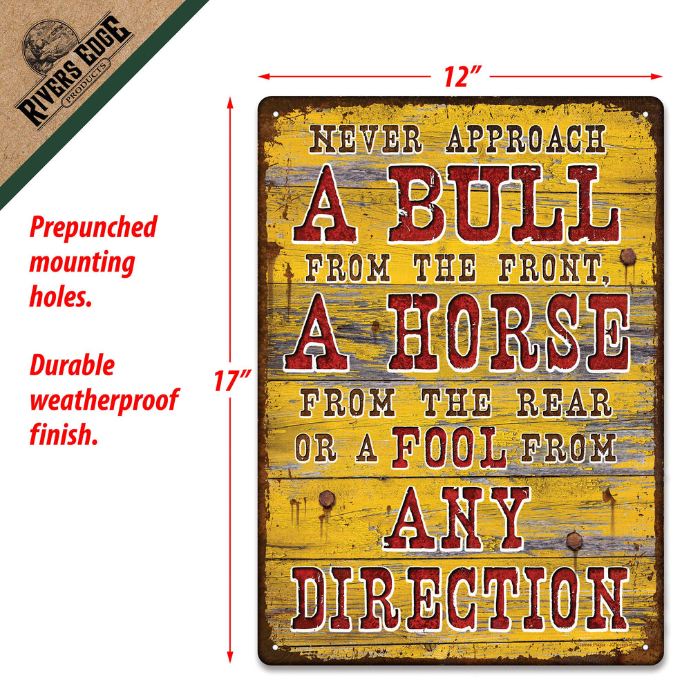 Tin Sign 12In X 17In Bull Direction