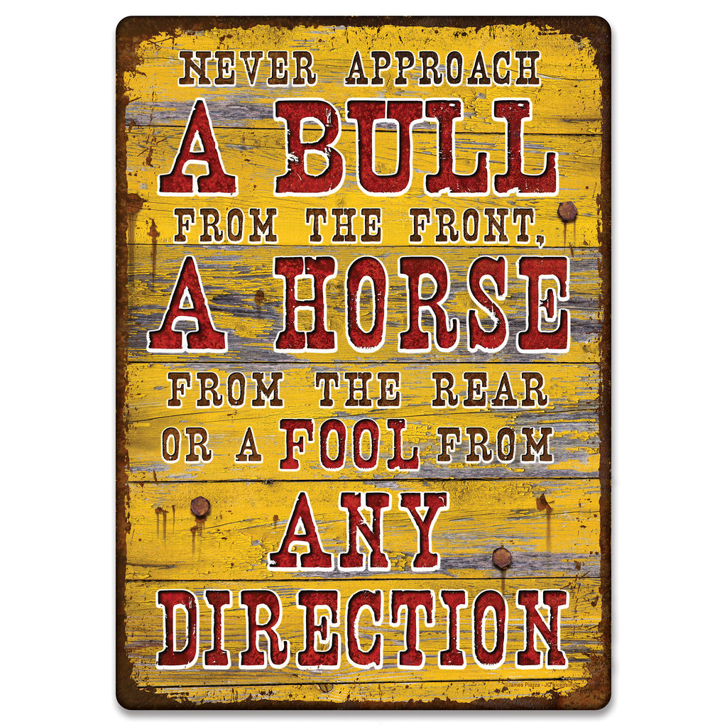 Metal Tin Signs, Funny, Vintage, Personalized 12-Inch x 17-Inch - Bull Direction