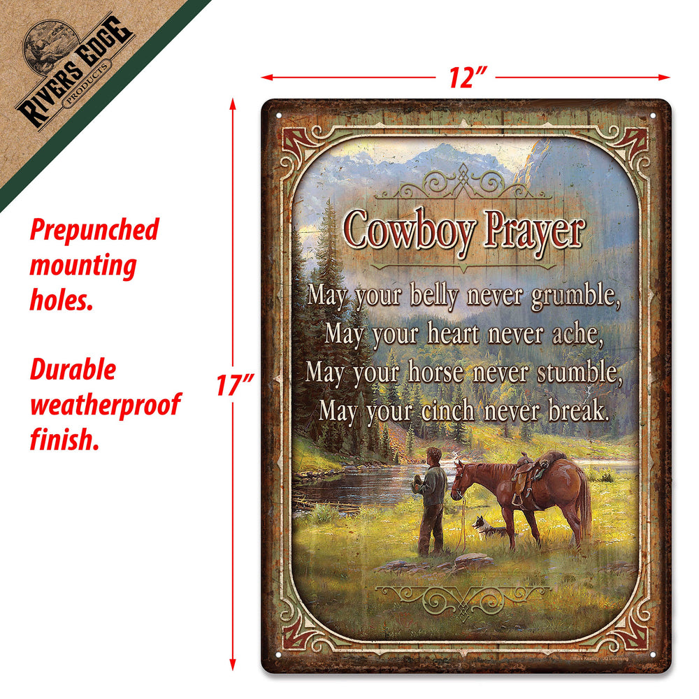 Tin Sign 12In X 17In Cowbow Prayer