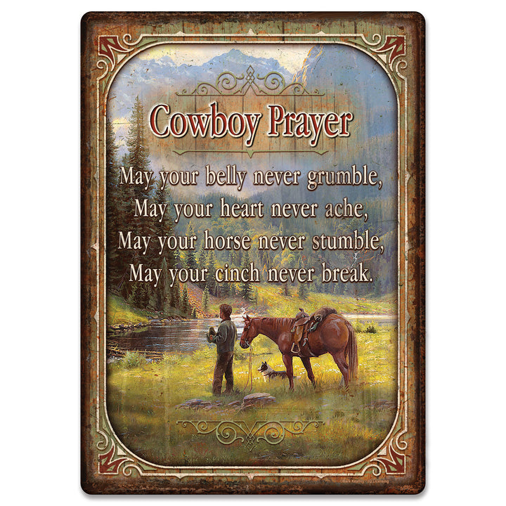 Tin Sign 12In X 17In Cowbow Prayer