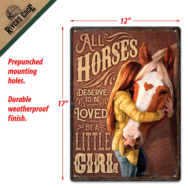 Tin Sign 12In X 17In Horse Little Girl