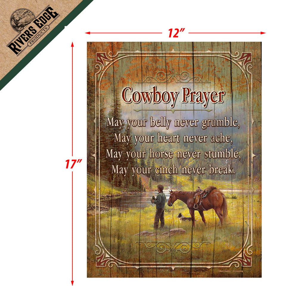 Wood Sign 12In X 17In Cowboy Prayer