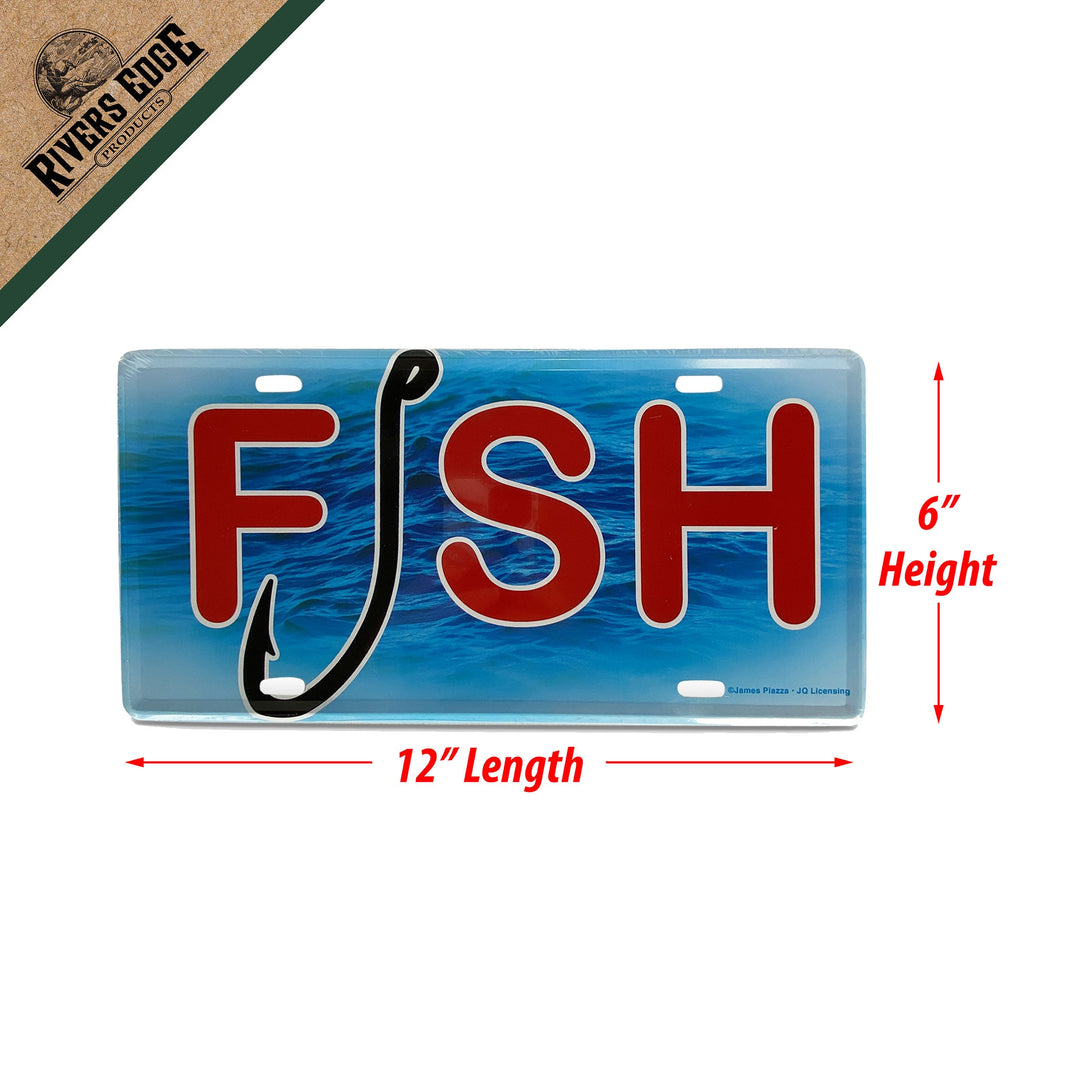 Vanity License Plate 12In X 6In Fish And Hook