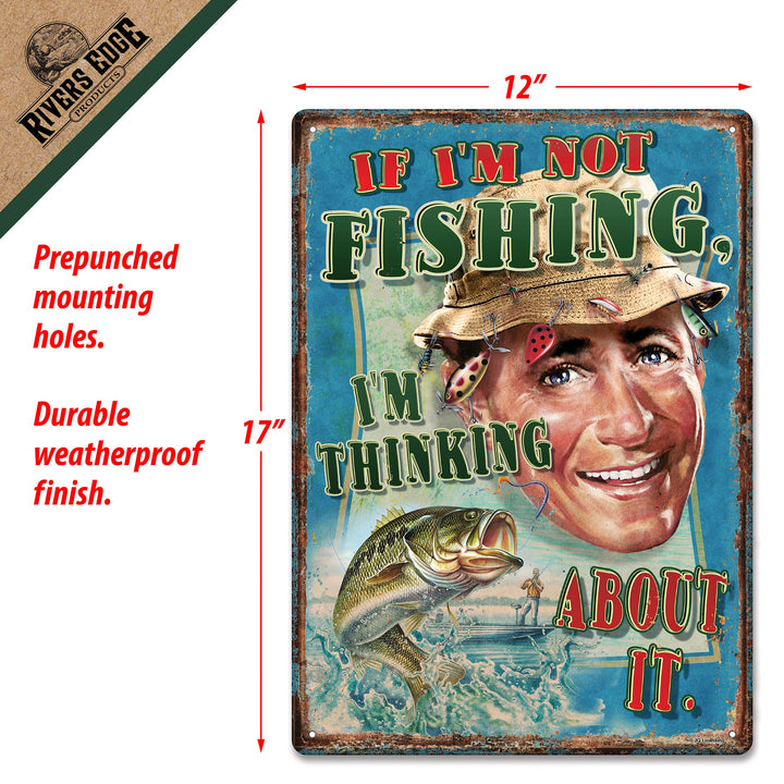 Tin Sign 12In X 17In Think Fishing