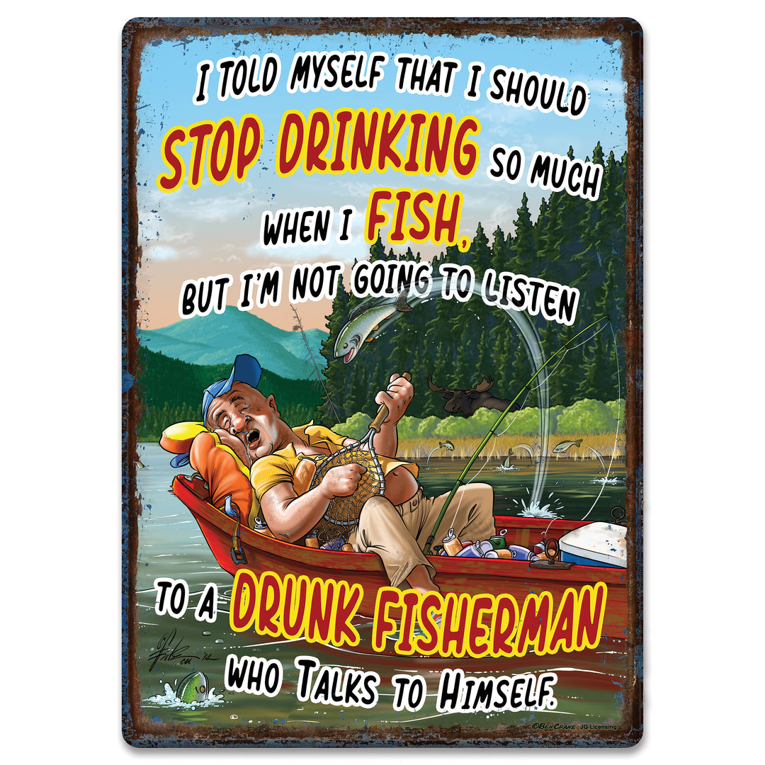 Metal Tin Signs, Funny, Vintage, Personalized 12-Inch x 17-Inch - Fishing  Drinking