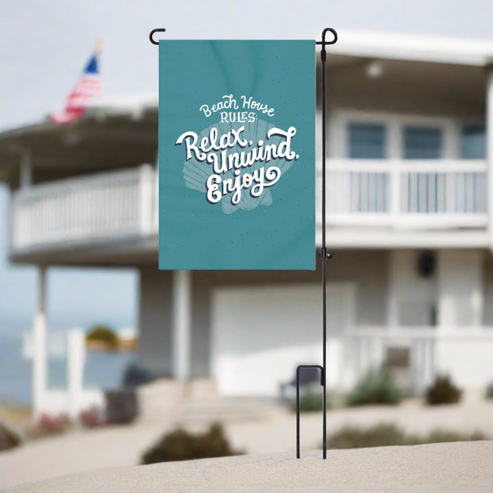 Lawn Flag 14In X 22In With Pole Beach Rules