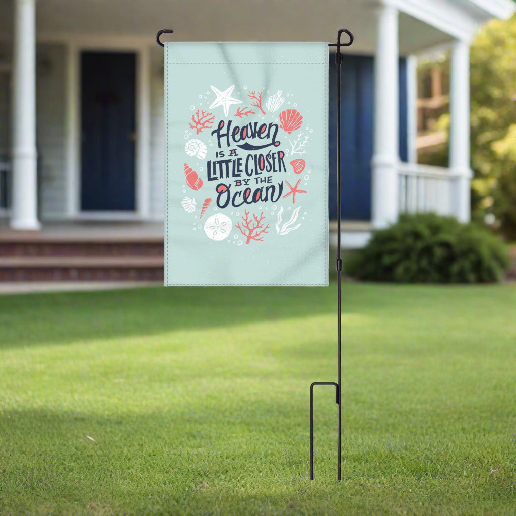 Lawn Yard Decor Double Sided Flag 14-Inch x 22-Inch with Pole - Heaven is a Little Closer by the Ocean
