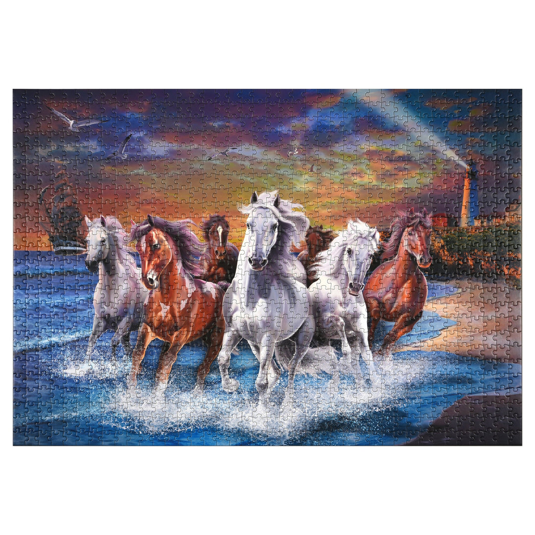 Puzzle In Tin 1000 Piece Horses On Seashore