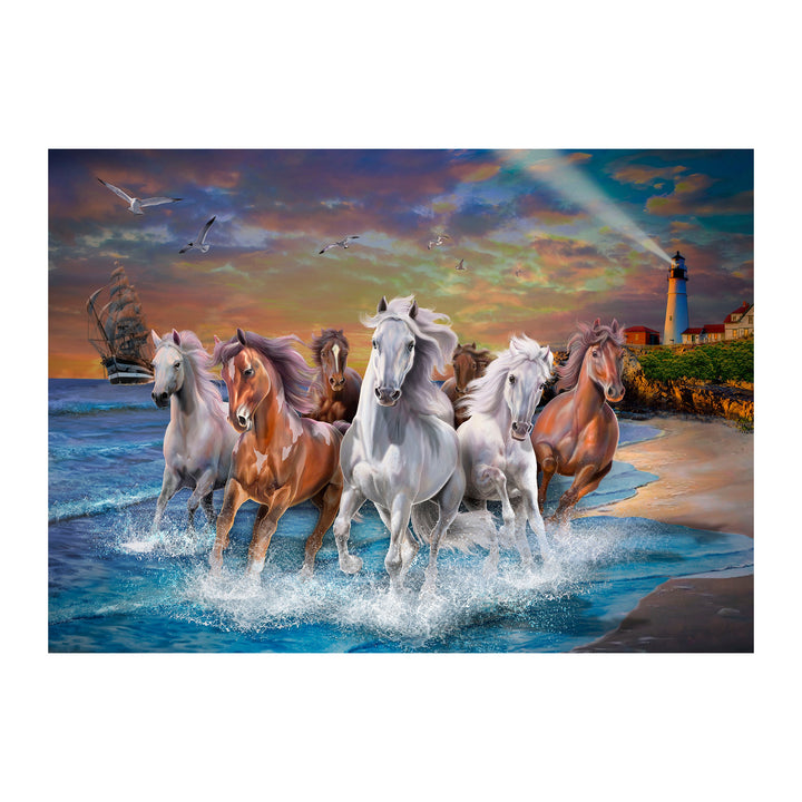 Puzzle In Tin 1000 Piece Horses On Seashore