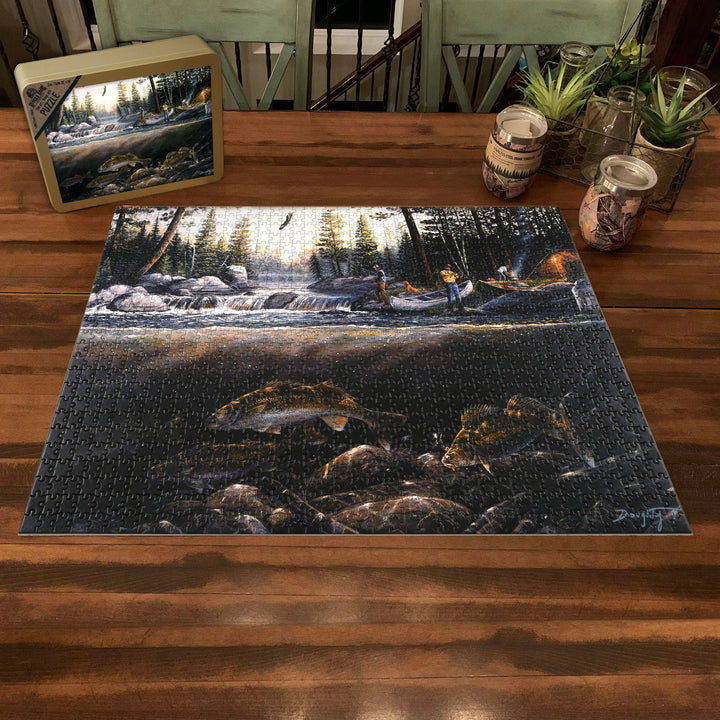 Puzzle In Tin 1000 Piece Fishing The Falls