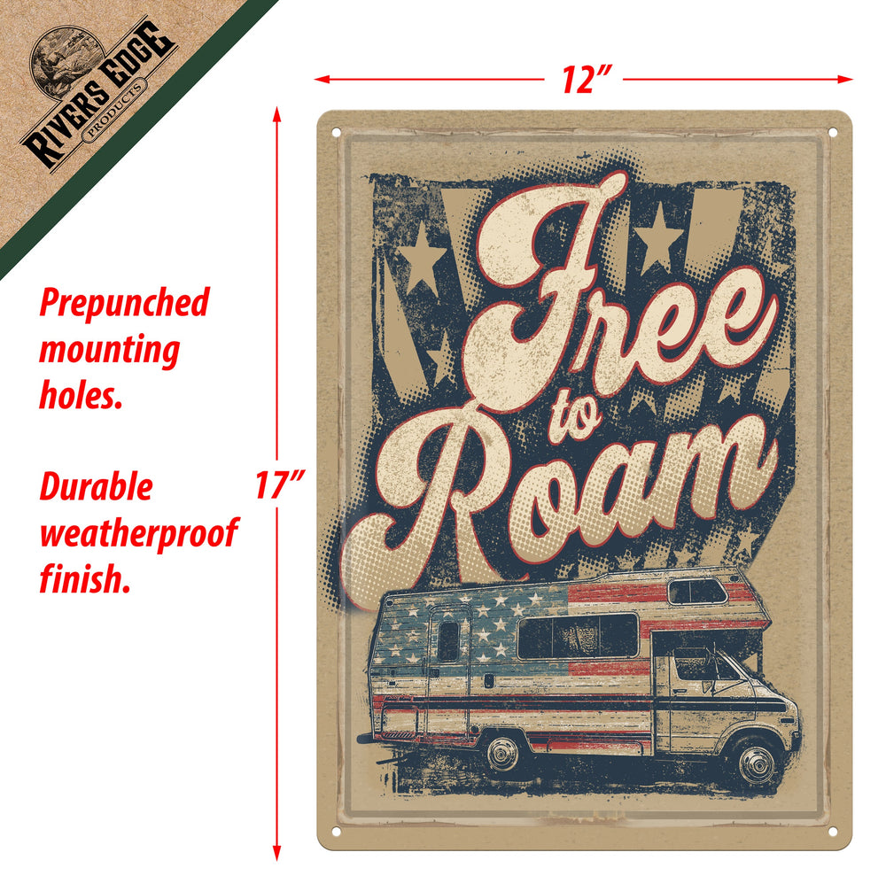 Tin Sign 12In X 17In Free To Roam