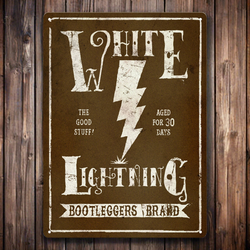 Metal Tin Signs, Funny, Vintage, Personalized 12-Inch x 17-Inch - White Lightning
