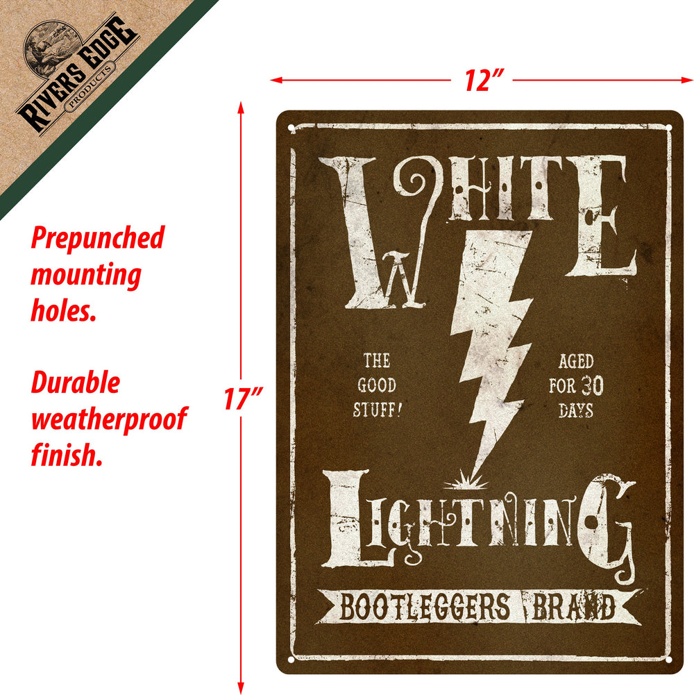 Tin Sign 12In X 17In White Lightning