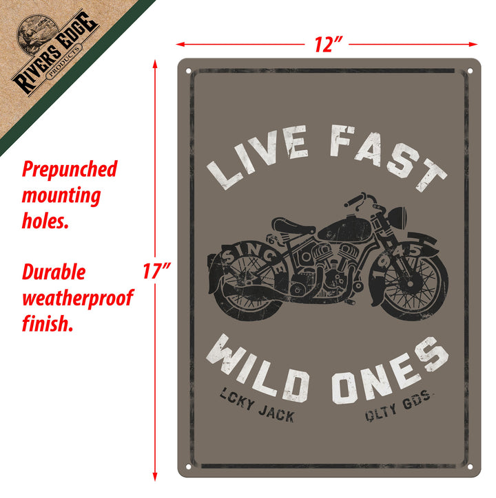 Tin Sign 12In X 17In Live Fast Wild Ones