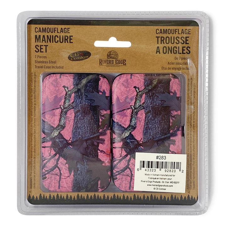 Manicure Set 7 Piece Travel Size Pink Camouflage