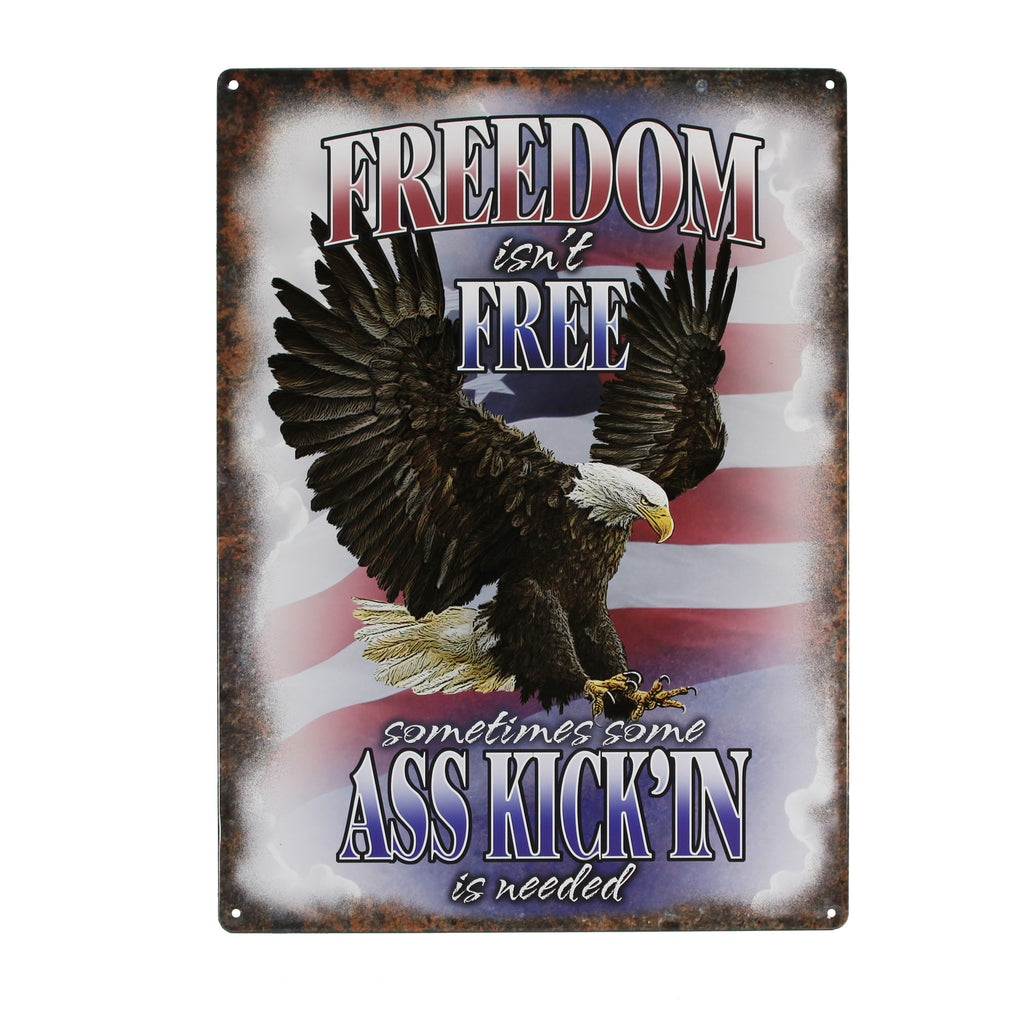 Metal Tin Signs, Funny, Vintage, Personalized 12-Inch x 17-Inch - Freedom Isn't Free
