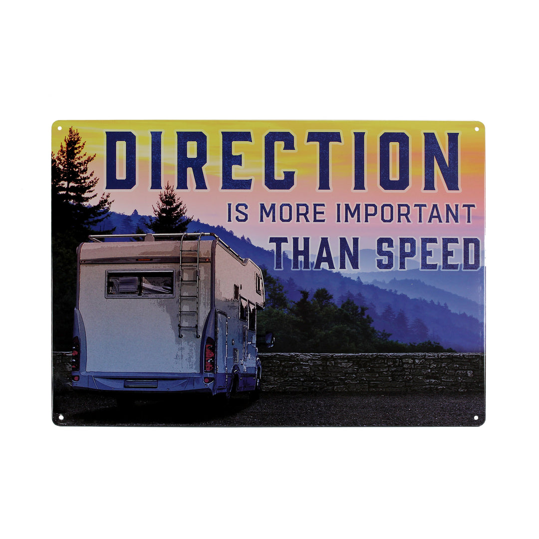 Metal Tin Signs Funny Vintage Personalized 12 Inch X 17 Inch Direction More Important Than Speed