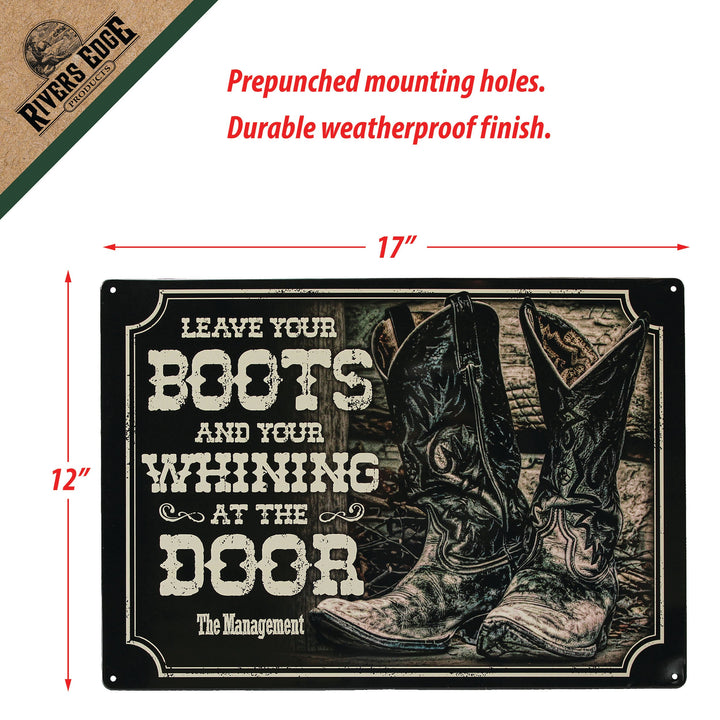 Metal Tin Signs Funny Vintage Personalized 12 Inch X 17 Inch Boots And Whining At Door