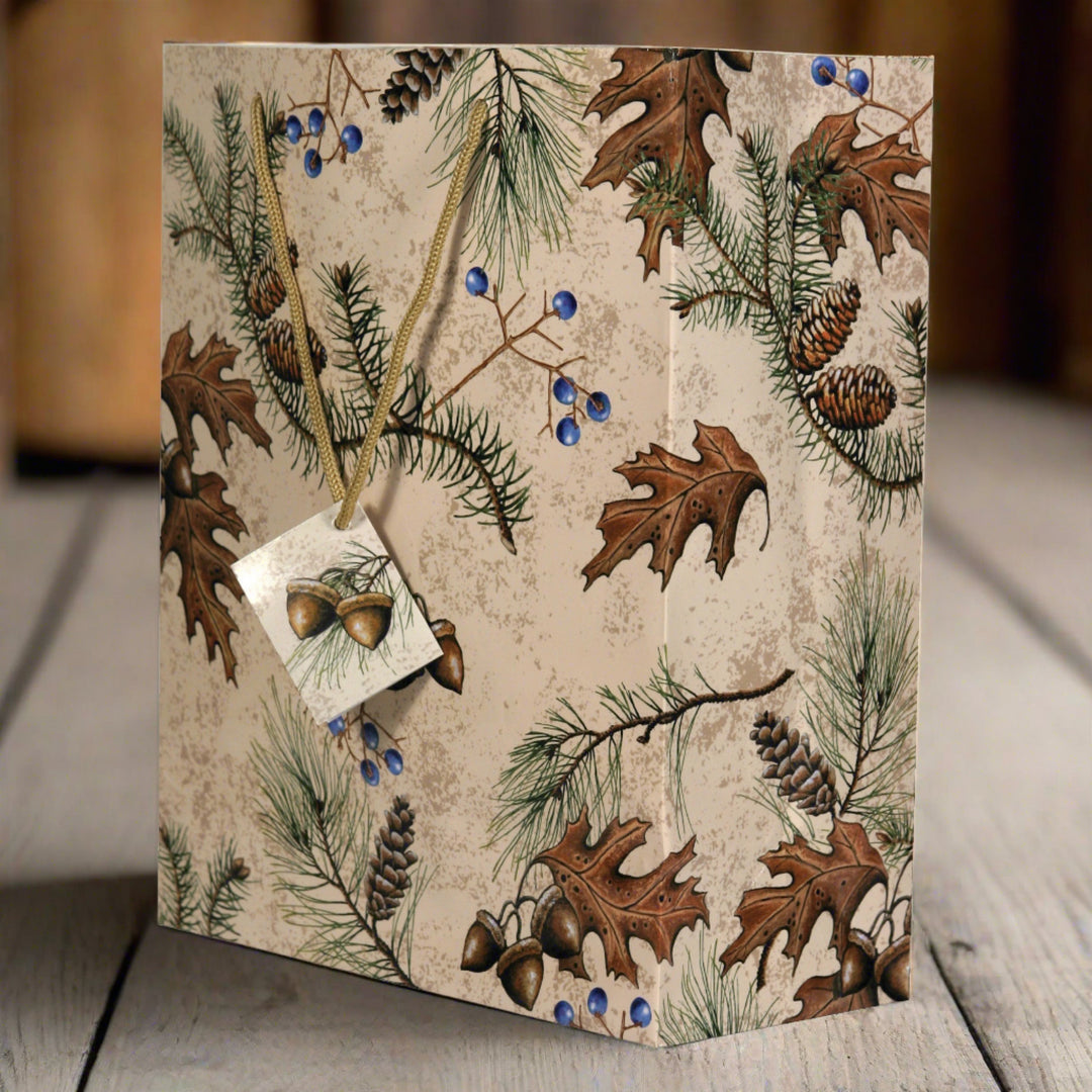 Gift Bag Medium Acorn And Pine