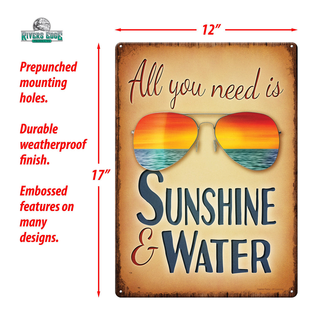 Tin Sign Sunshine And Water Weatherproof With Pre Punched Holes For Hanging 12 By 17 Inches