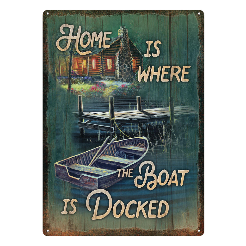 Metal Tin Signs, Funny, Vintage, Personalized 12-Inch x 17-Inch - Home is Boat