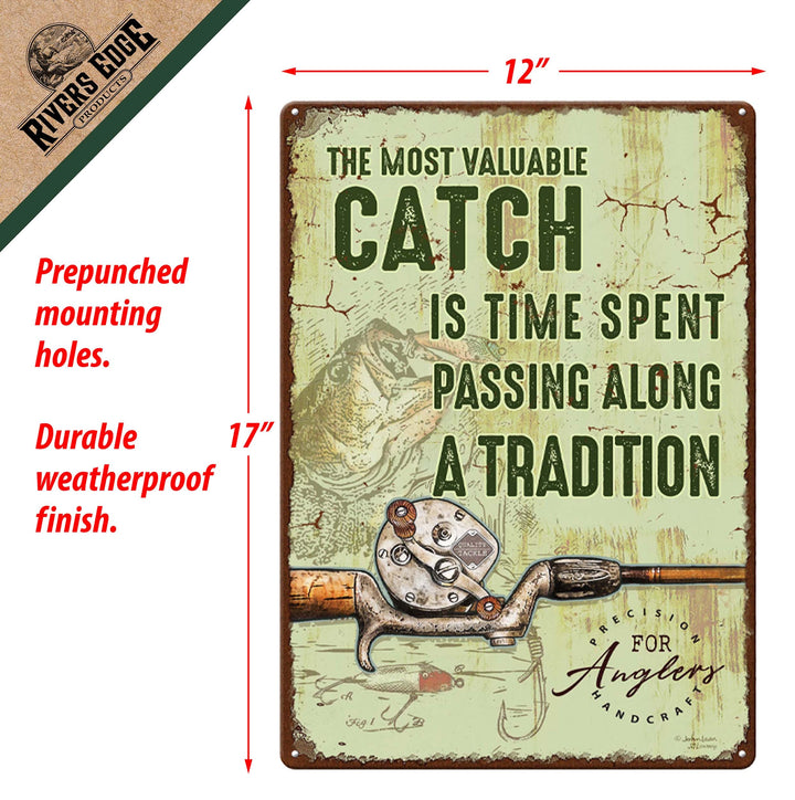 Tin Sign Most Valuable Catch Weatherproof With Pre Punched Holes For Hanging 12 By 17 Inches