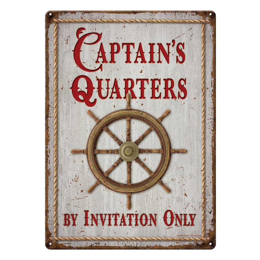 Tin Sign Captains Quarters Weatherproof With Pre Punched Holes For Hanging 12 By 17 Inches