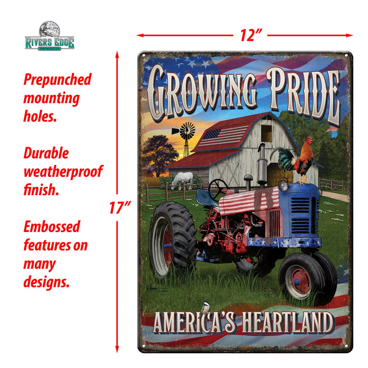 Tin Sign Growing Pride Weatherproof With Pre Punched Holes For Hanging 12 By 17 Inches