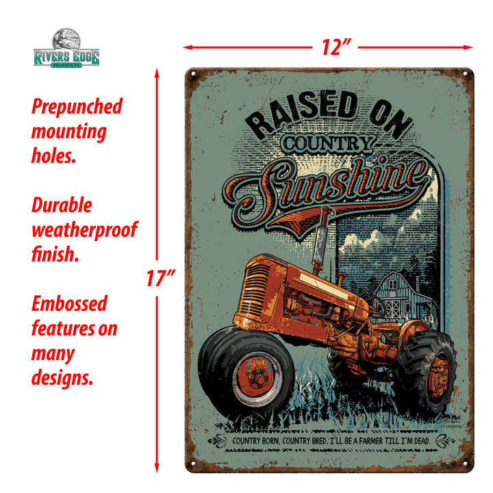 Tin Sign Raised On Sunshine Weatherproof With Pre Punched Holes For Hanging 12 By 17 Inches