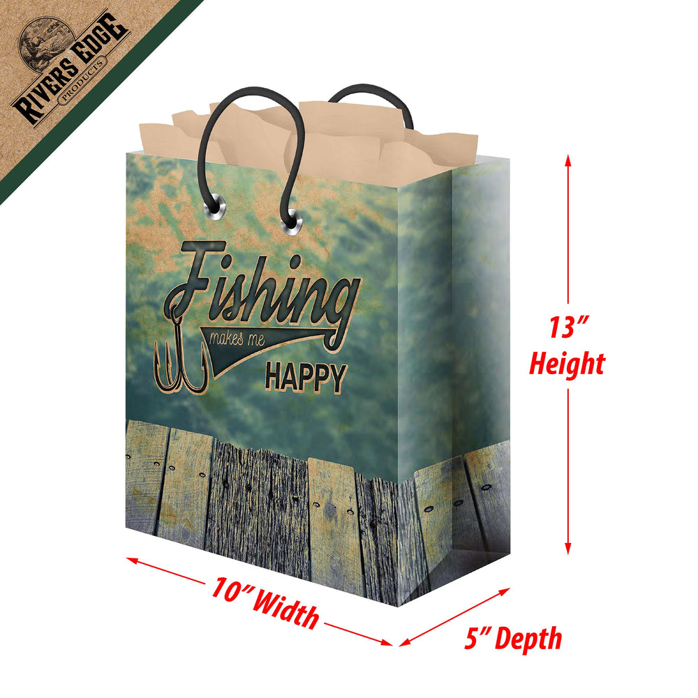 Gift Bag Medium With Tissue Paper Fishing Happy