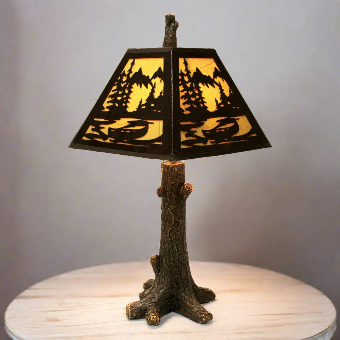 Table Lamp Rustic Tree Metal Shade