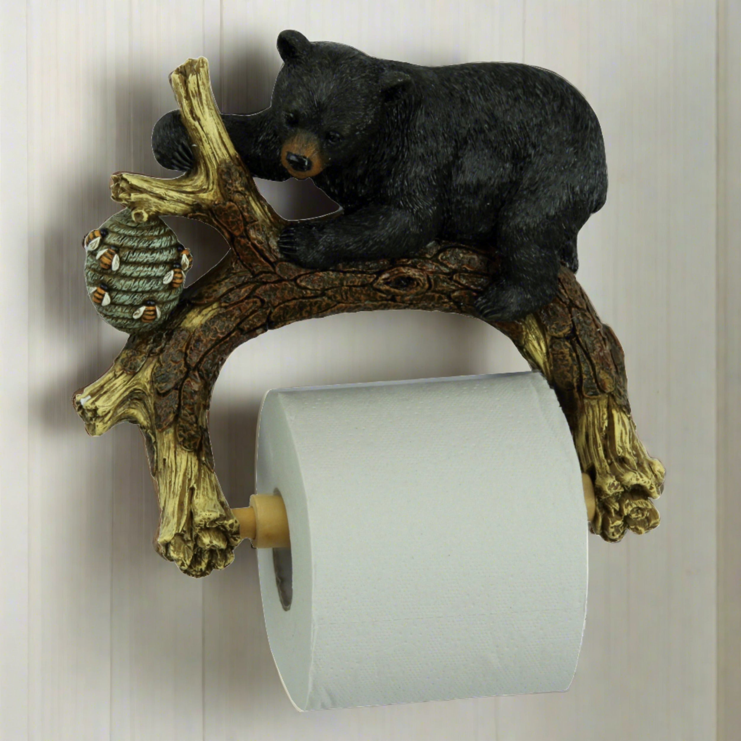 Black Bear Paper Towel Holder - Cabin Kitchen Accessories Animal