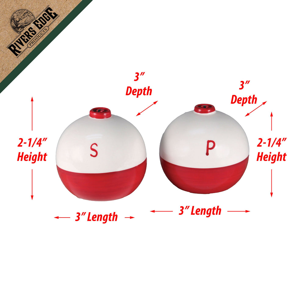 Salt And Pepper Shakers Bobber Red And White Ceramic Matching Set