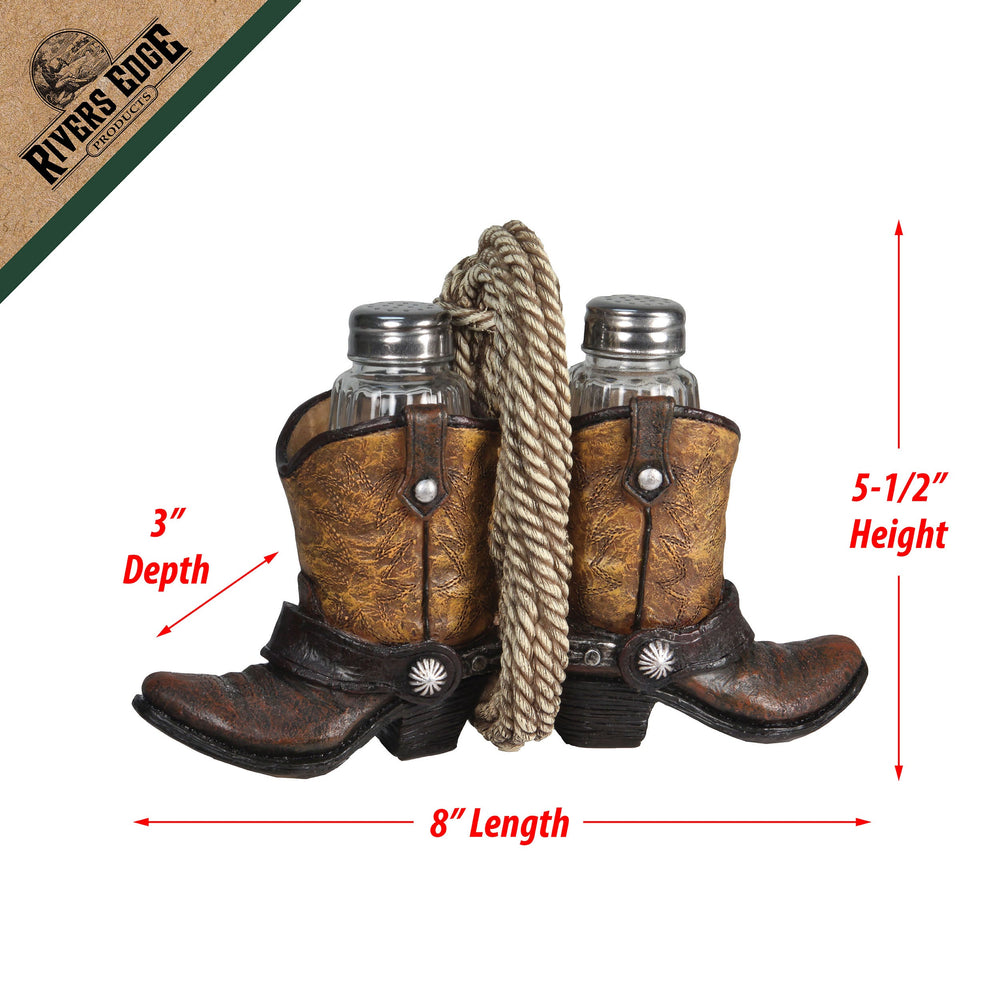 Salt And Pepper Shakers Cowboy Boots Poly Resin And Glass Matching Set