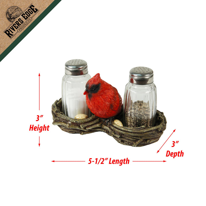 Salt And Pepper Shakers Cardinal Nest Poly Resin And Glass Matching Set