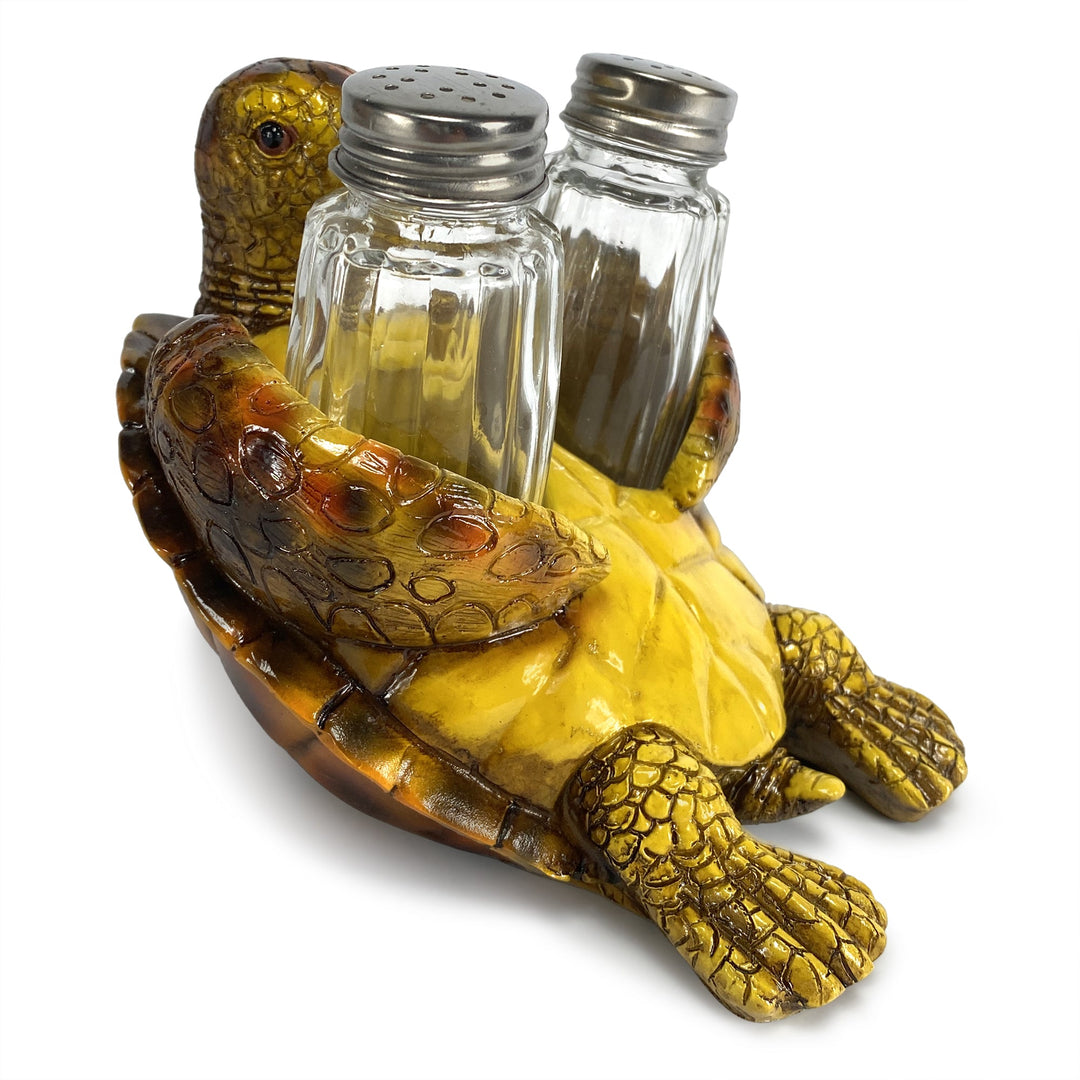 Salt And Pepper Shakers Sea Turtle Poly Resin And Glass Matching Set