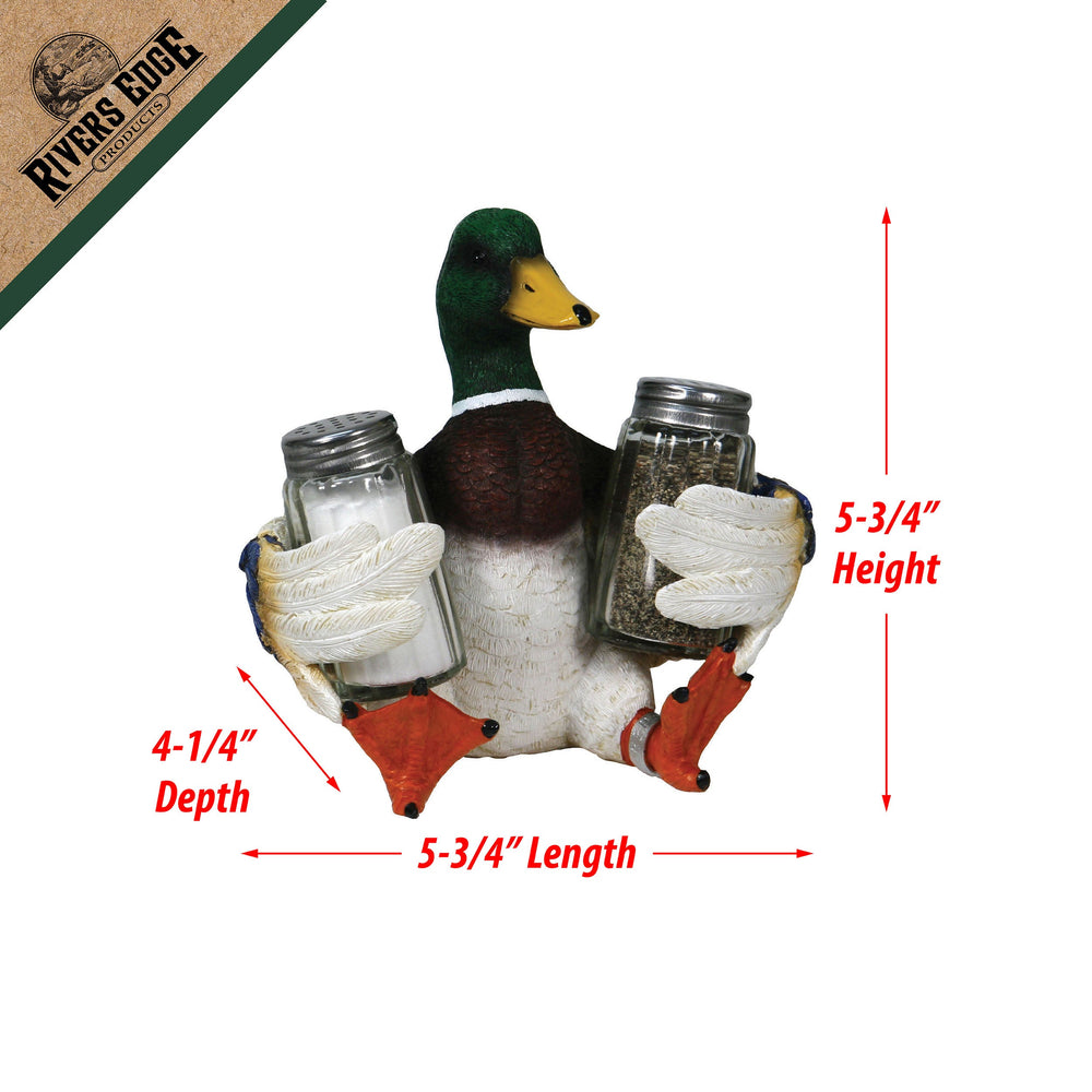 Salt And Pepper Shakers Mallard Duck Poly Resin And Glass Matching Set