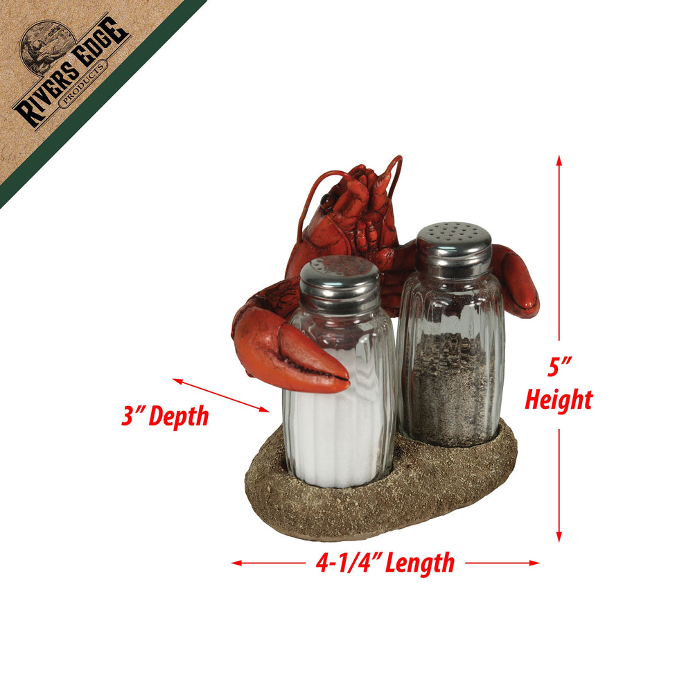 Salt And Pepper Shakers Crawfish Poly Resin And Glass Matching Set