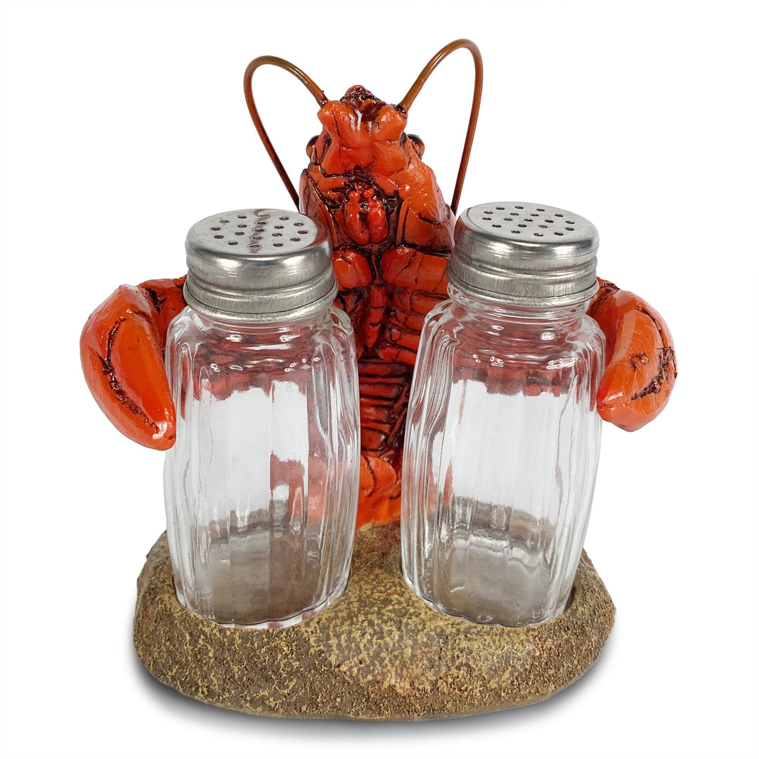 Salt And Pepper Shakers Crawfish Poly Resin And Glass Matching Set