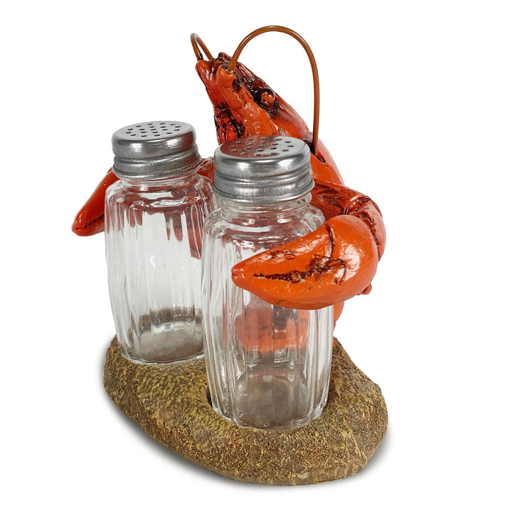 Salt And Pepper Shakers Crawfish Poly Resin And Glass Matching Set