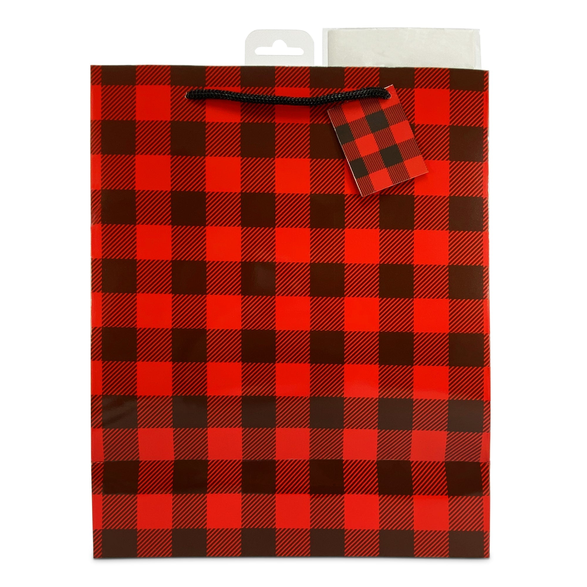 River's Edge Gift Bag Medium with Tissue Paper - Buffalo Check