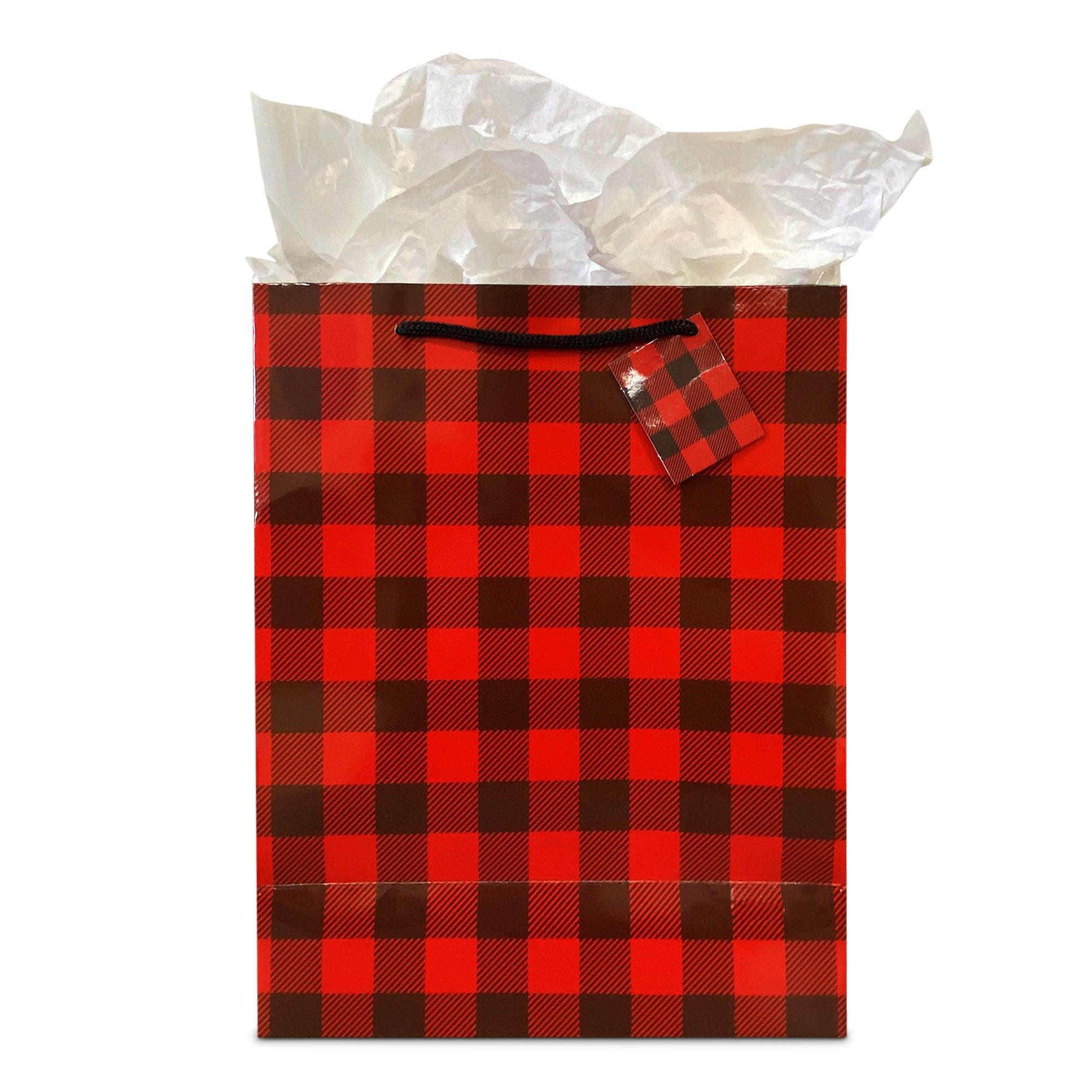 River's Edge Gift Bag Medium with Tissue Paper - Buffalo Check